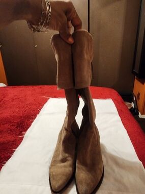 Taupe Suede westtern style Boots womens size 7.5